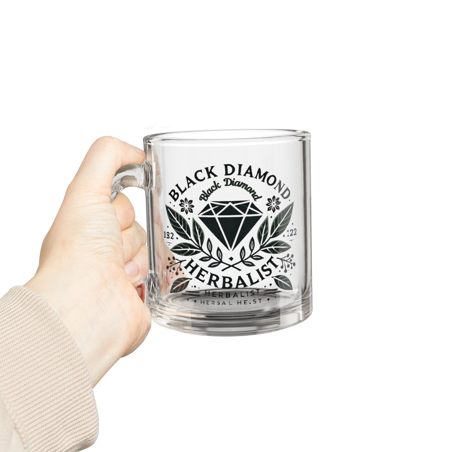 Black Diamond Herbalist Glass Mug, 10oz - Perfect for Herbal Teas, Gifts for Tea Lovers, Nature-Inspired Drinkware, Eco-Friendly Mugs, [...]