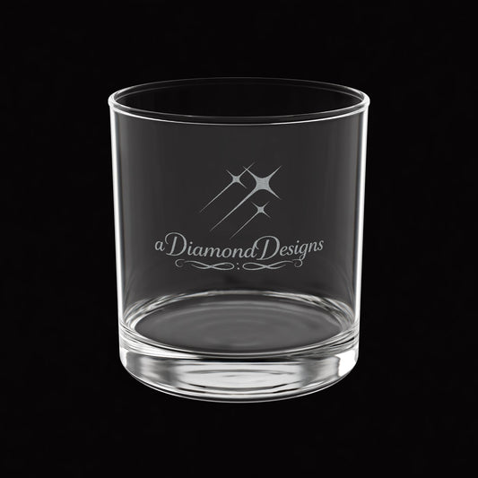 Engraved Whiskey Glass Diamond Edition I — aDiamondDesigns 10.5oz