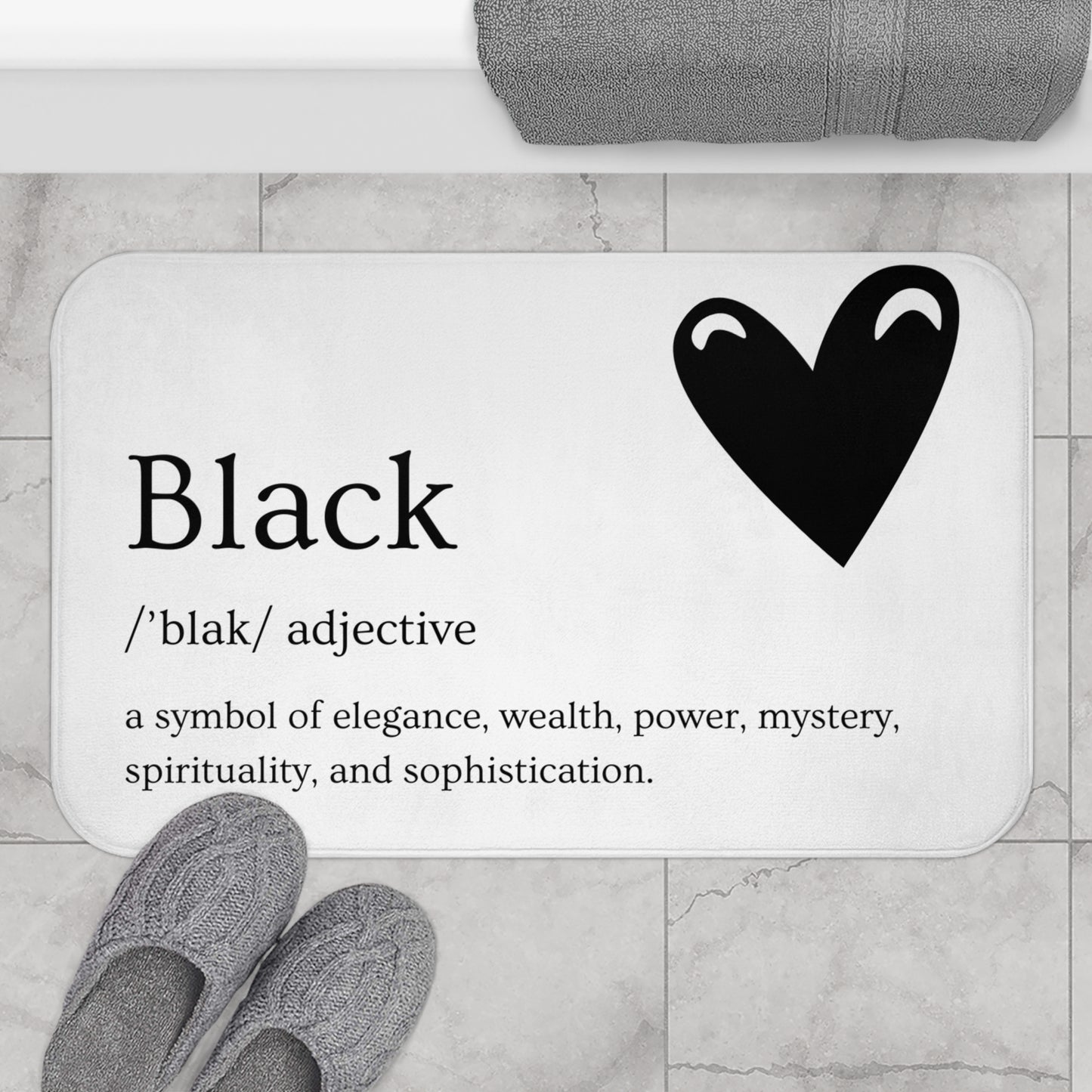 Black Clothing Company Elegant Black Bath Mat - Symbol of Elegance, Wealth, and Spirituality