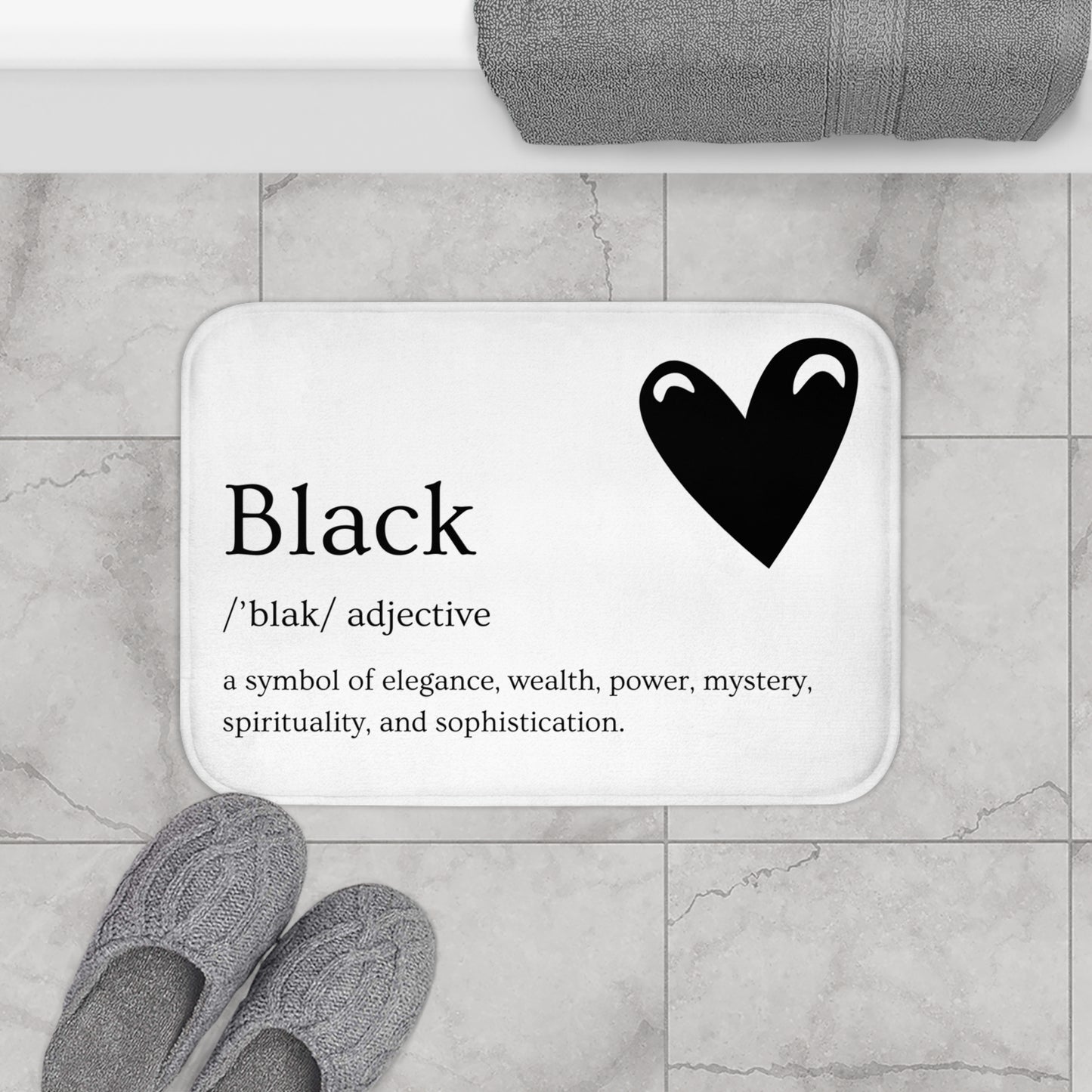 Black Clothing Company Elegant Black Bath Mat - Symbol of Elegance, Wealth, and Spirituality